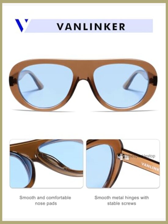 Oversized Retro Aviator Sunglasses with UV Protection Plastic Frame main image 5